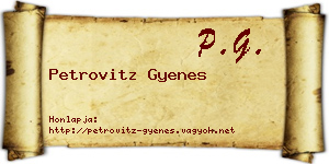 Petrovitz Gyenes névjegykártya